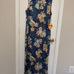 Caribbean Joe Blue Floral Maxi Dress